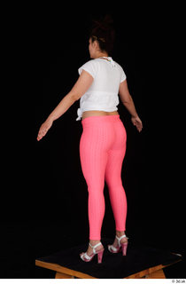  Leticia casual dressed pink leggings standing white sandals white t shirt whole body 0012.jpg